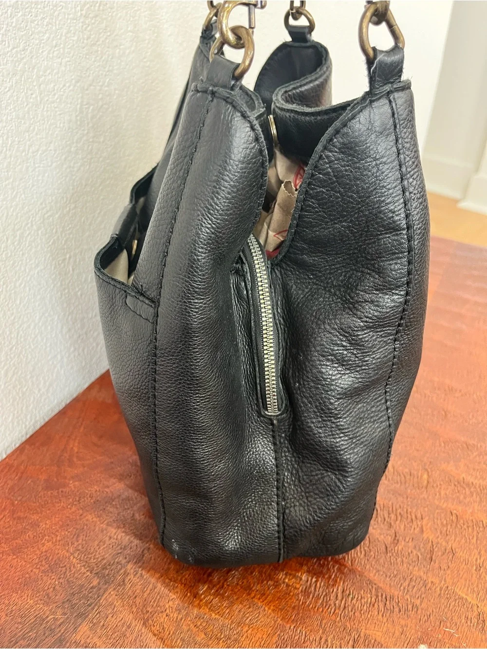 American Leather Hudson Hobo Shoulder Bag Soft Black Leather Purse Handbag